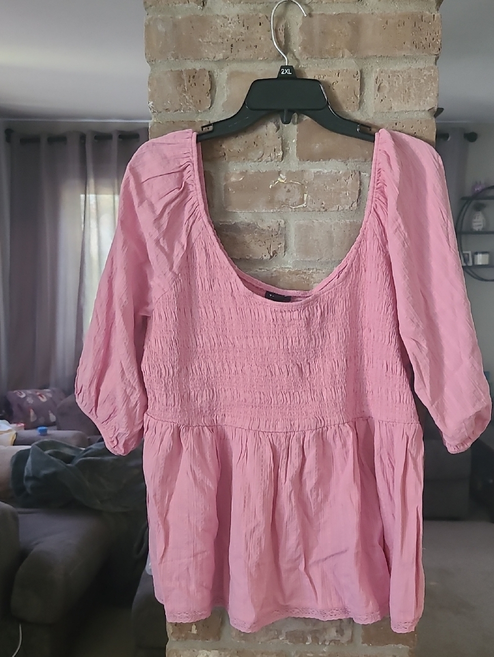 torrid Pink Smocked Peplum Babydoll Blouse